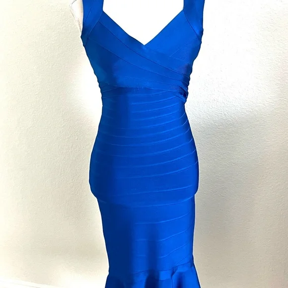 Herve Leger Royal Sarai Blue Mini Dress - Picture 4 of 6